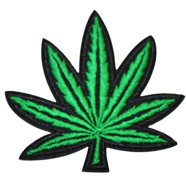 A Marijuana embroided iron on patch, perfect for personalizing clothing, bags, and accessories. Easy to apply with heat, adding a retro touch to any project.