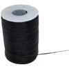 "70M 1.2mm black waxed flat thread made from durable polyester, ideal for leather crafting, sewing, and DIY projects. The thread is smooth and strong, perfect for creating intricate designs."