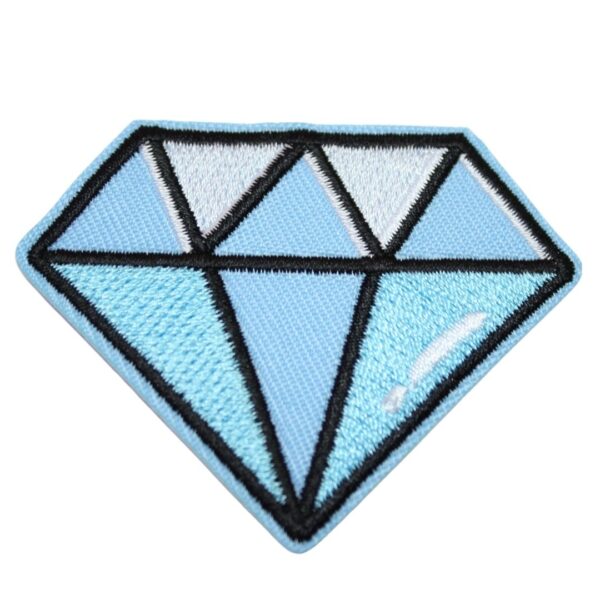 A DIAMOND embroided iron on patch, perfect for personalizing clothing, bags, and accessories. Easy to apply with heat, adding a retro touch to any project.