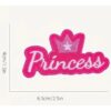 A PRINCESS embroided iron on patch, perfect for personalizing clothing, bags, and accessories. Easy to apply with heat, adding a retro touch to any project.