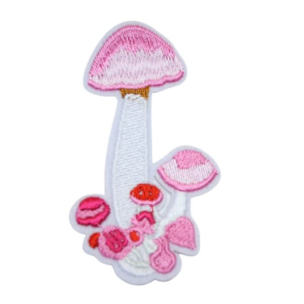 A PINKFAIRY embroided iron on patch, perfect for personalizing clothing, bags, and accessories. Easy to apply with heat, adding a retro touch to any project.