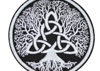 Iron On Patch Embroidered TRIQUETRA PROTECTION TREE