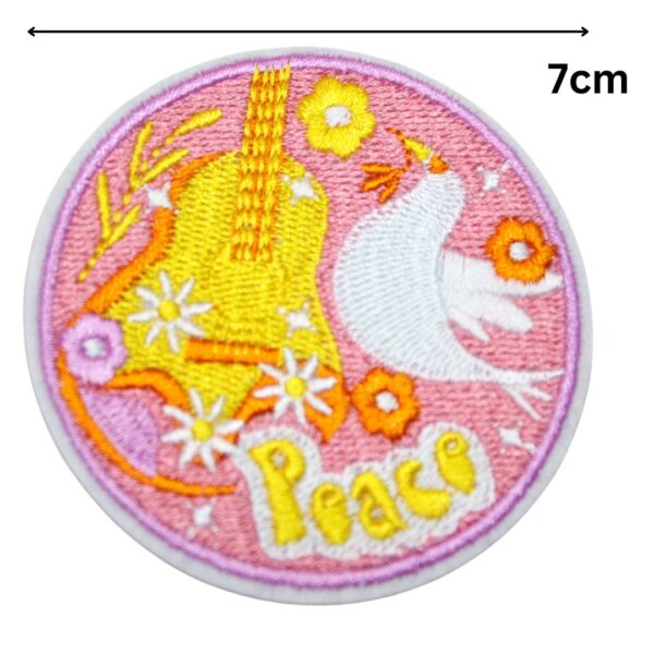 A Iron On Patch Peace, perfect for personalizing clothing, bags, and accessories. Easy to apply with heat, adding a retro touch to any project.