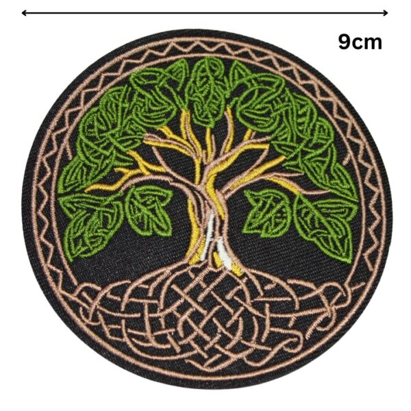 A TREE OF LOVE embroided iron on patch, perfect for personalizing clothing, bags, and accessories. Easy to apply with heat, adding a retro touch to any project.