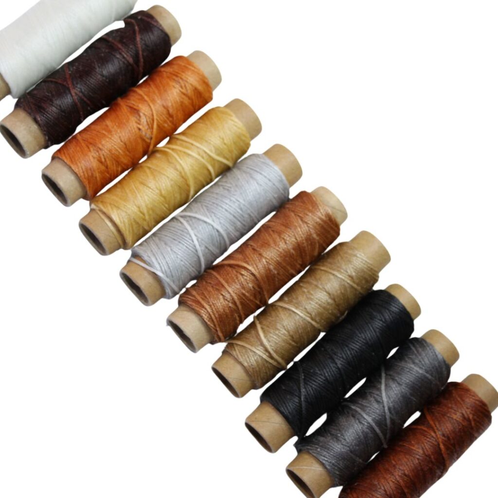 Image of a selection of leather sewing thread with all different colours 