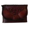 Image is of a leather embossed tobacco pouch with an embossed triquetra knot on it