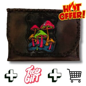COMBO - Psychedelic Mushroom Tobacco Pouch + Lighter Case + Clip