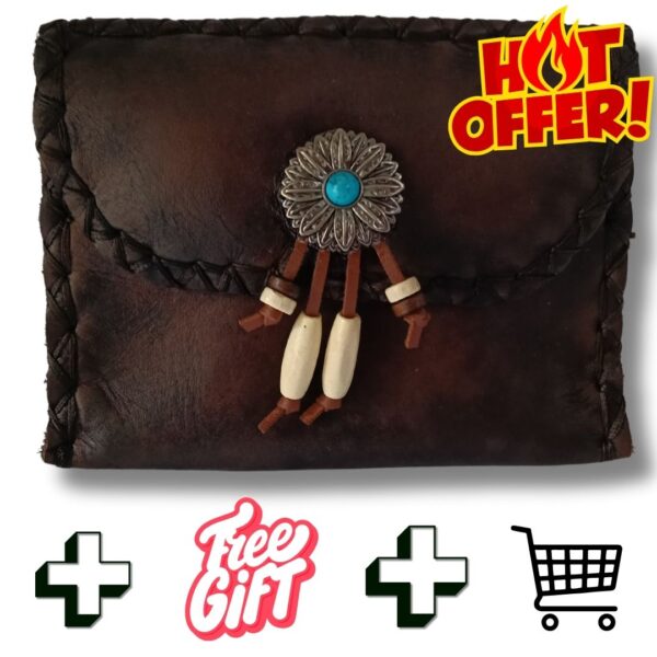 COMBO - Tribal Indian Flower Tobacco Pouch + Lighter Case + Clip