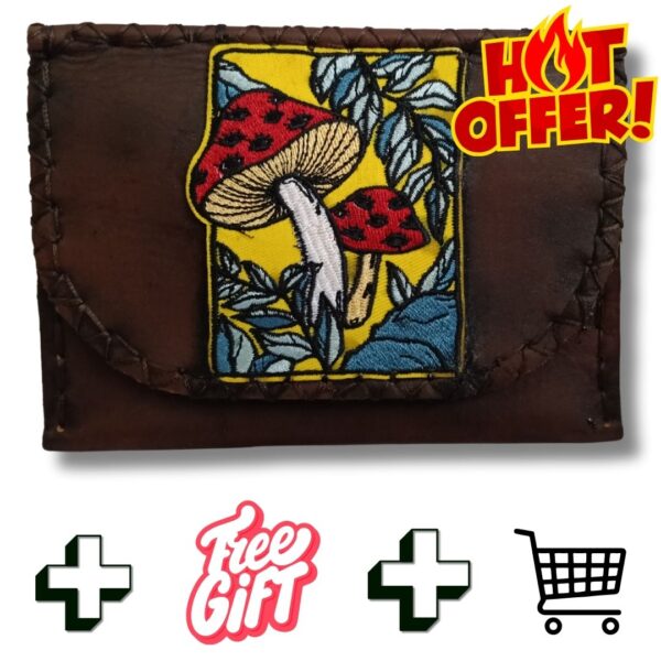 COMBO - Yellow Mushroom Tobacco Pouch + Lighter Case + Clip