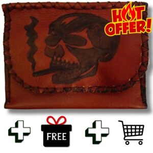 COMBO - Smokin' Skull Tobacco Pouch + Lighter Case + Clip