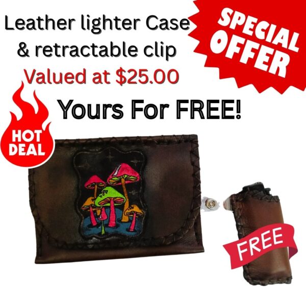 COMBO - Psychedelic Mushroom Tobacco Pouch + Lighter Case + Clip - Image 3