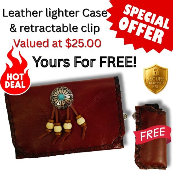 COMBO - Indian Turquoise Tobacco Pouch + Lighter Case + Clip - Image 2