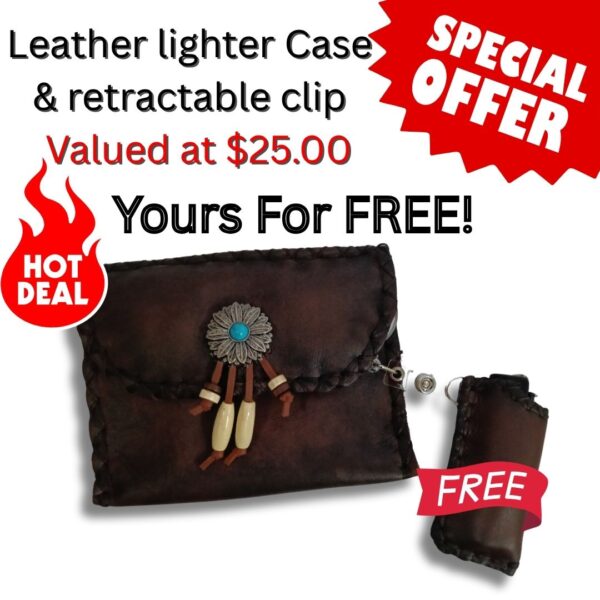 COMBO - Tribal Indian Flower Tobacco Pouch + Lighter Case + Clip - Image 2