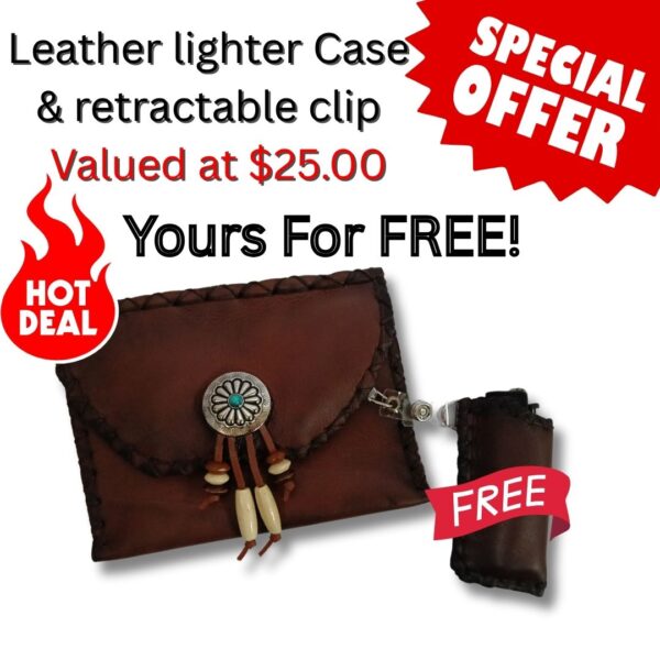 COMBO - Tribal Indian Tobacco Pouch + Lighter Case + Clip - Image 2