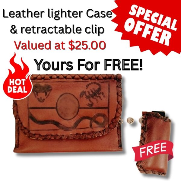 COMBO - Aboriginal Reptile Tobacco Pouch + Lighter Case + Clip - Image 2