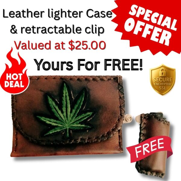 COMBO - Marijuana Tobacco Pouch + Lighter Case + Clip - Image 2