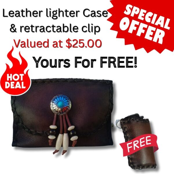 COMBO - American Indian Tobacco Pouch + Lighter Case + Clip - Image 2