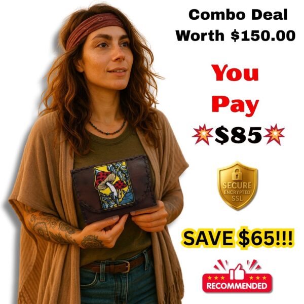 COMBO - Yellow Mushroom Tobacco Pouch + Lighter Case + Clip - Image 6