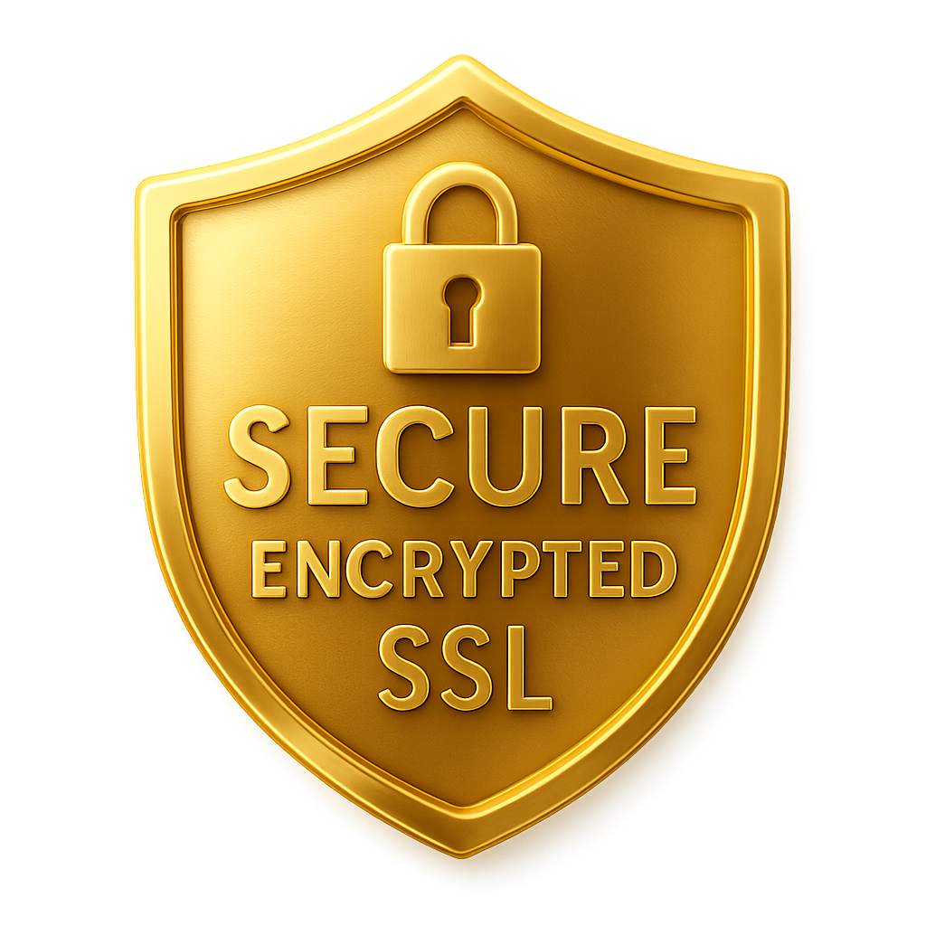 Image is of a gold secure encrypted ssl badge for knotic creations checkout